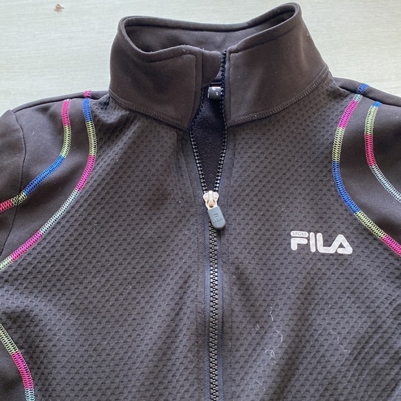 Fila Sport Athletic Track Jacket Full Zip Rainbow Trim Thumb Holes - Picture 2 of 12